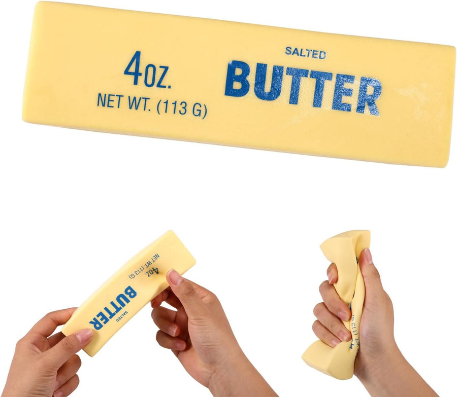 Butter Squeeze Squishy Toy, PU Material Butter Stick Slow Rising Squeeze Food Fidget Toy for Office School (Light Yellow) Z3